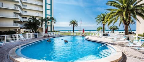 The view of the Gulf of Mexico from one of the three heated, fresh water pools!