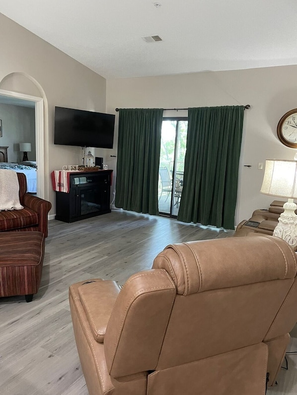 living room with electric fireplace