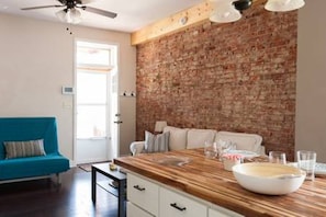 View of living room from kitchen area