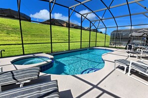 South Facing Pool for all day sunshine.  Pool deck repainted June 2014. 