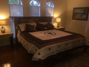 Main bedroom with comfy king bed