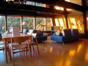 LIVING & DINING ROOM w/wood burning fireplace