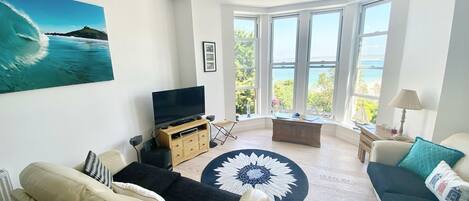 High ceilings and incredible views over Porthminster beach 