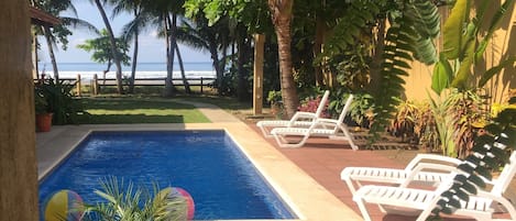 Beautiful pool looking out to the beach!