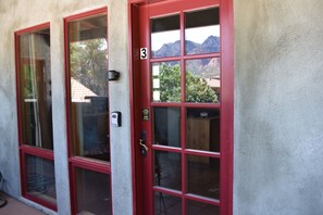 Entrance to Room #3 with lock box to the left of door for self check in.