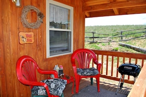  Sit on the chairs, cook out on the grill and enjoy the view on the front deck.