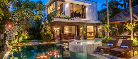 Pool villa at night