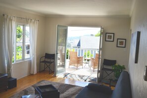 Living room looking on to front deck