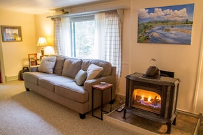 Gas fired Cast Iron stove in the Living Room.  