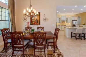 Plenty of seating for six guests in the formal dining room