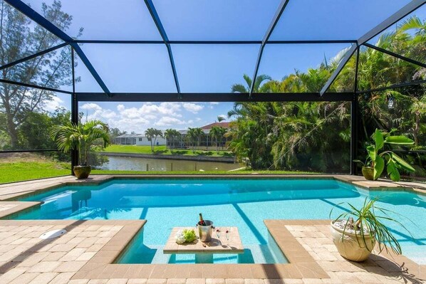 South Eastern facing Pool with Canal View