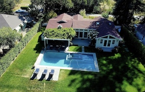 Aerial view of back yard