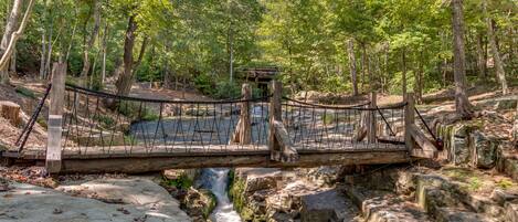 Amazing Bridge over private waterfall and stream!!