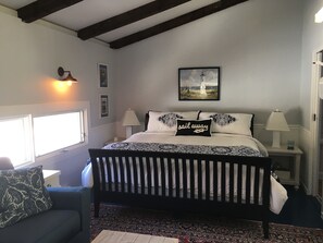 King sized bed and linens get rave reviews for comfort. 