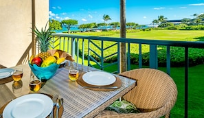 H205_Ocean view from lanai. Large Table is good for up to six.