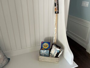 Welcoming Smores Kit on Bench in mud room