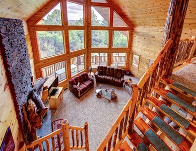 Gorgeous wood interior of the chalet.