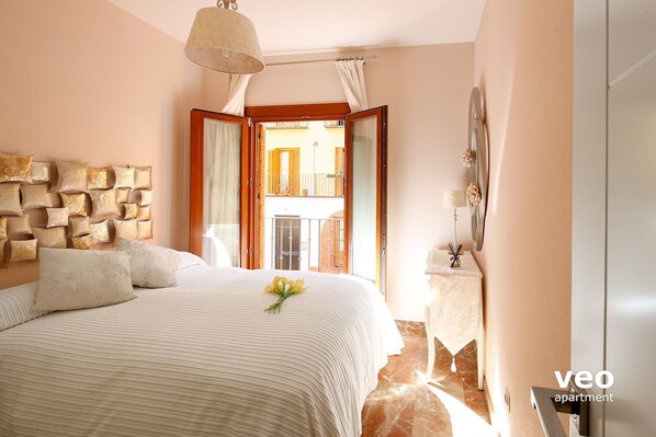 Bedroom 1 with double bed (135 x 200 cm). There are 3 bedrooms for 6 guests.