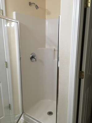 Master bathroom with walking shower 