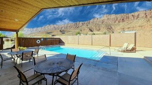 Community pool with amazing view of Moab Rim!