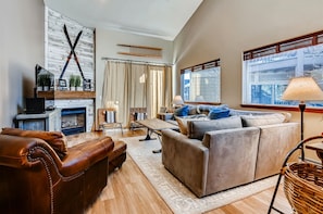 living room with new furniture and luxury vinyl floors