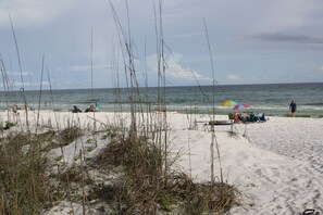 This beach is a3 min walk away! Beach chairs and umbrellas welcome or for rent.