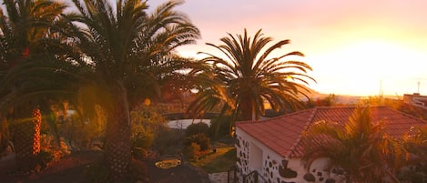 Sonnenuntergang mit Blick auf Hof, Garten & unteres Haus