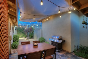 Private secluded patio with view of the Valley Ho Resort. New propane gas BBQ.