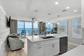 Newly renovated condo overlooking the beach and ocean