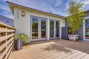 The front doors that open into the living space.