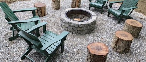 Seasonal Fire Pit with Grill in our yard (not open during winter)