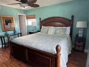 King-size master bedroom with en suite bath, walk-in closet and new furniture.