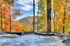 Private covered hot tub with a view
