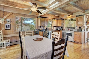 Expandable kitchen table with a view