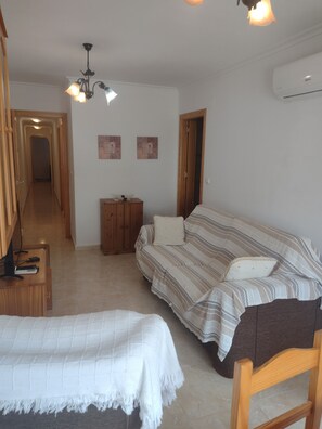 A view of the lounge and hallway.