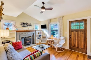 Living room with high ceilings