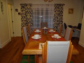 dinning table with computer desk at right