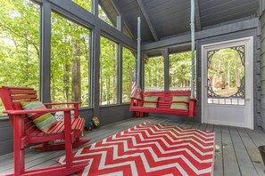 Rocking Chairs And Porch Swing Make For A Great Conversation!