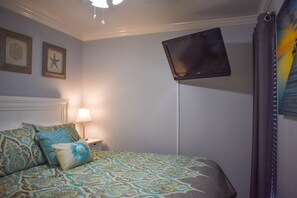 Queen Size Bed with Cable TV
