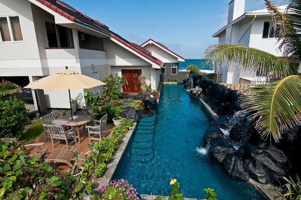 60 ft Watrfall Lap Pool. Oceanfront Location.  