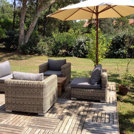 Wicker furniture on the deck
