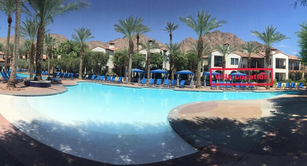 Villa location shown right by the main pool