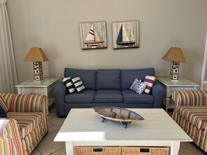 Living room with queen sleeper sofa
