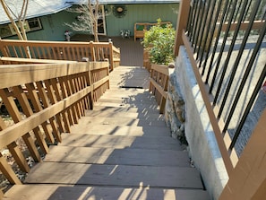 Stairs leading down from the parking area
