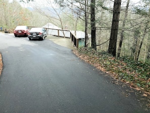 Parking area.  Your spot is on the right side.