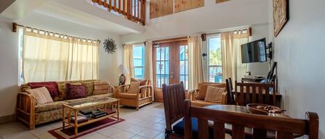 High ceilings and a front porch that faces the ocean make this a special condo!