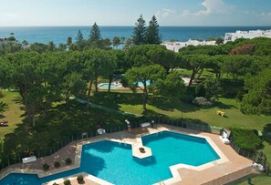 Partial aerial view of beach front Club Playas Del Duque 