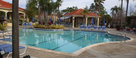 Relax in the heated pool. Enjoy a drink from the bar!