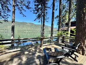 Propane Fire Pit on deck overlooking the lake