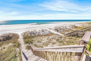 Steps Down To the Frangista Beach!!  Your Beach Chairs & Umbrella Will be Set Up Daily for You March through November.  6 ADDITIONAL Beach Chairs are Available Year-Round!!